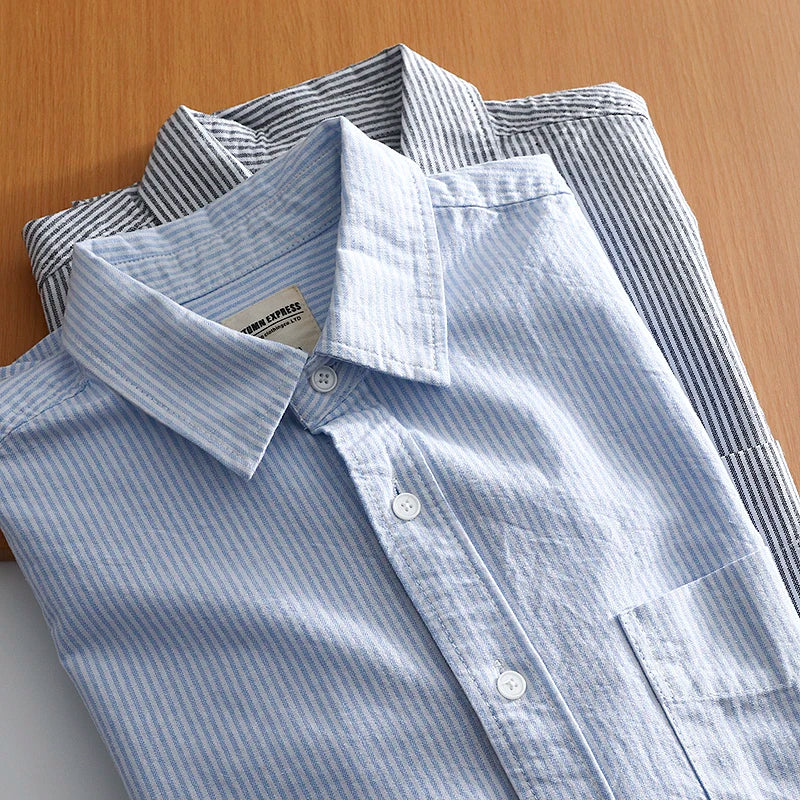 Classic Cotton Oxford Shirt – Effortless Stripes for Smart Summer Style