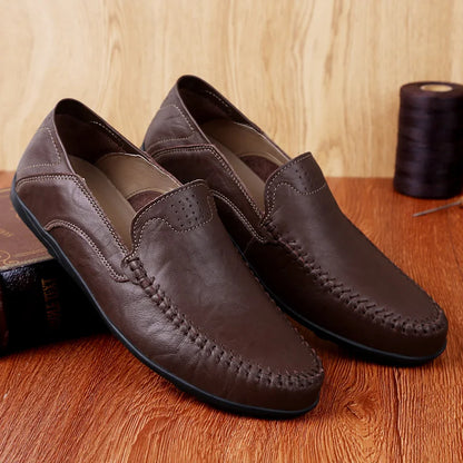 Men’s Genuine Leather Loafers – Casual Luxury Slip-On, Breathable Comfort