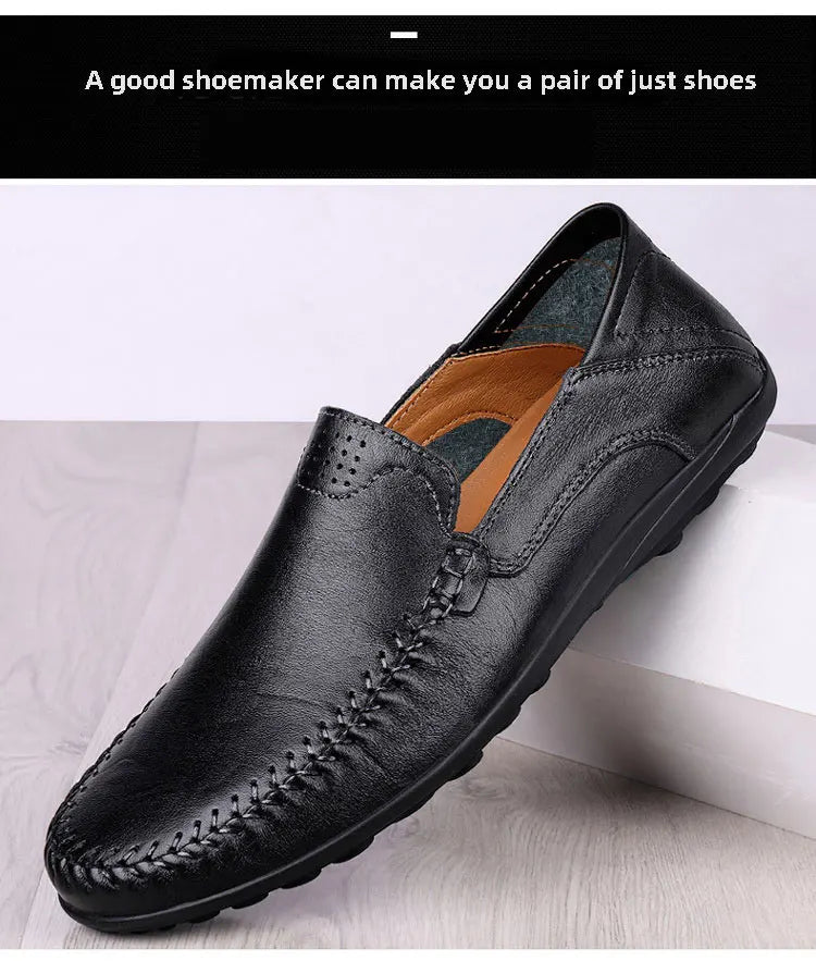 CLOHOO Men’s Business Casual Leather Shoes – Comfortable Breathable Cowhide with Durable Rubber Sole