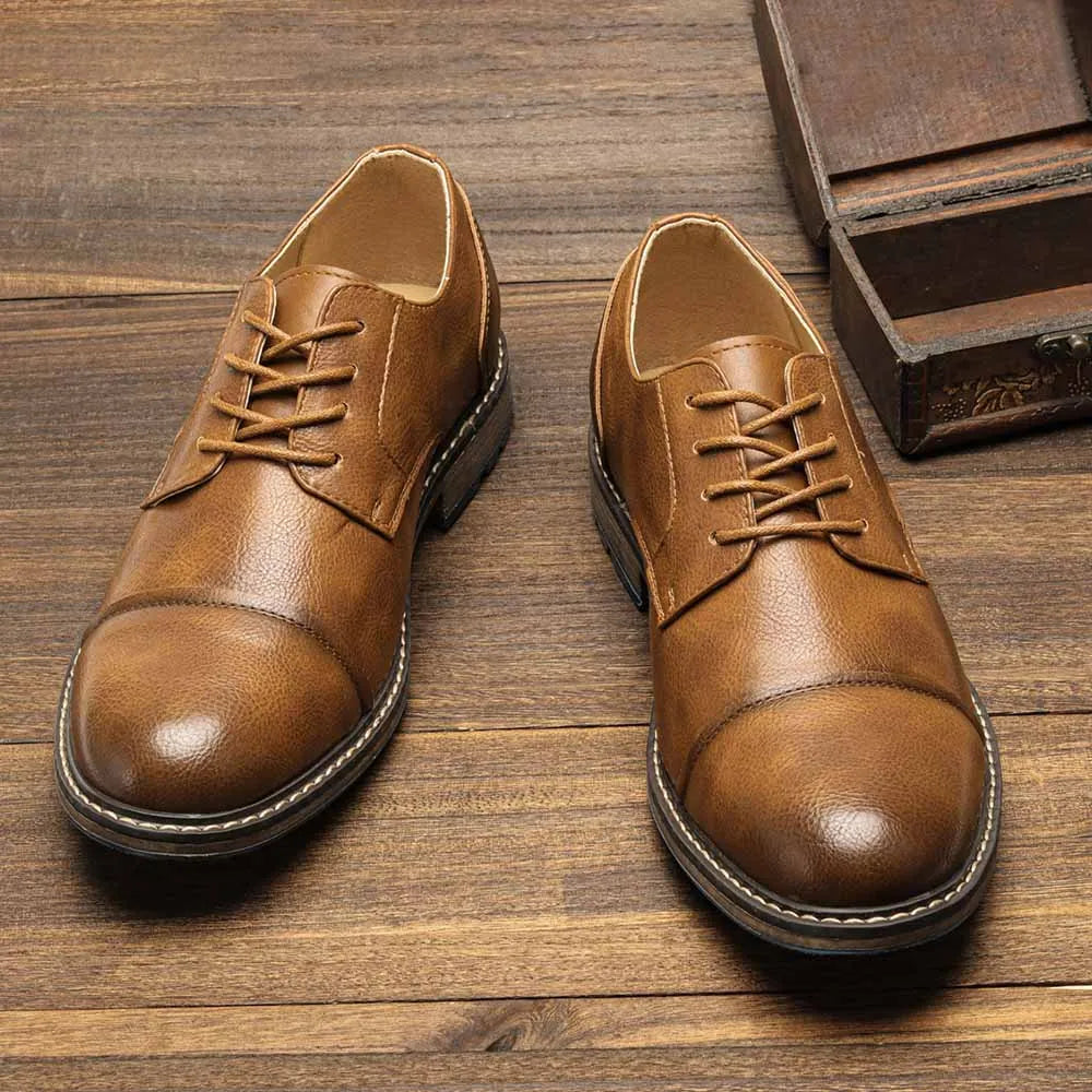 Retro Men's Derby Shoes 2024 New Men Casual shoes Fashion Men Leather Shoes #AL6604