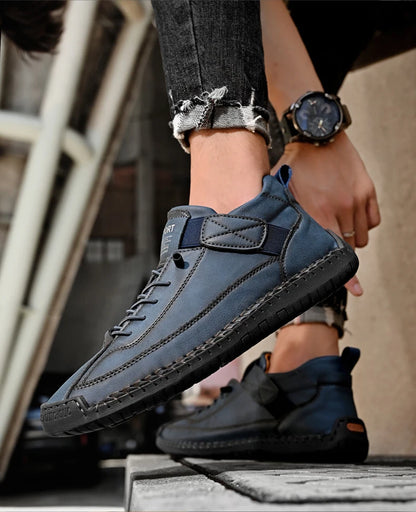 Handmade Leather Shoes for Men – Casual Slip-On Loafers, Breathable Fashion Moccasins, Comfortable Flats, Plus Sizes