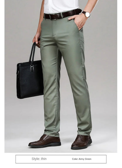 Cool & Comfortable Men’s Summer Trousers – Smart Bamboo Fiber Blend for Work or Casual