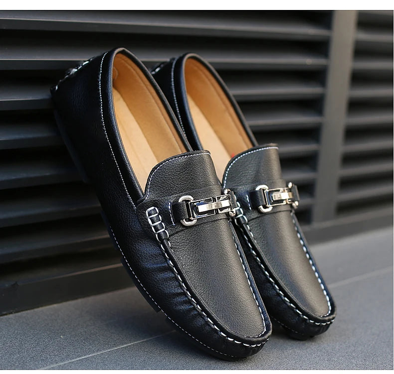 Handcrafted Leather Loafers – Effortless Comfort with Korean-Inspired Style