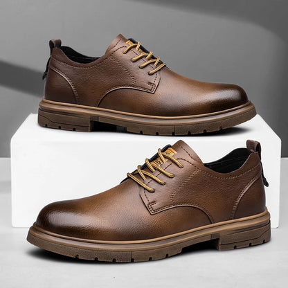 CLOHOO Men’s Handmade Leather Shoes – Classic Business Casual Lace-Up with Soft Breathable Sole