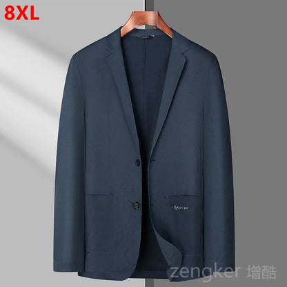 Men’s Ice Silk Summer Blazer – Lightweight Stretch Casual Suit Jacket in Plus Sizes up to 8XL