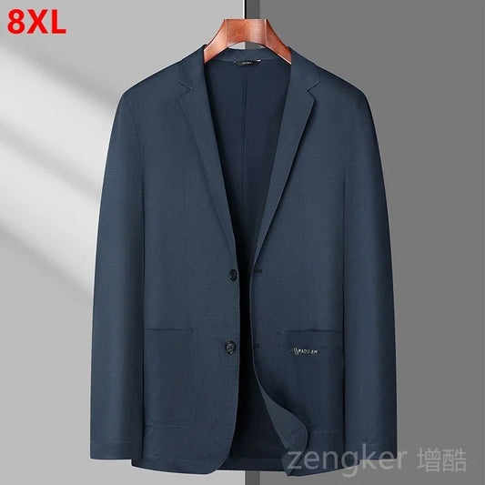 Men’s Ice Silk Summer Blazer – Lightweight Stretch Casual Suit Jacket in Plus Sizes up to 8XL