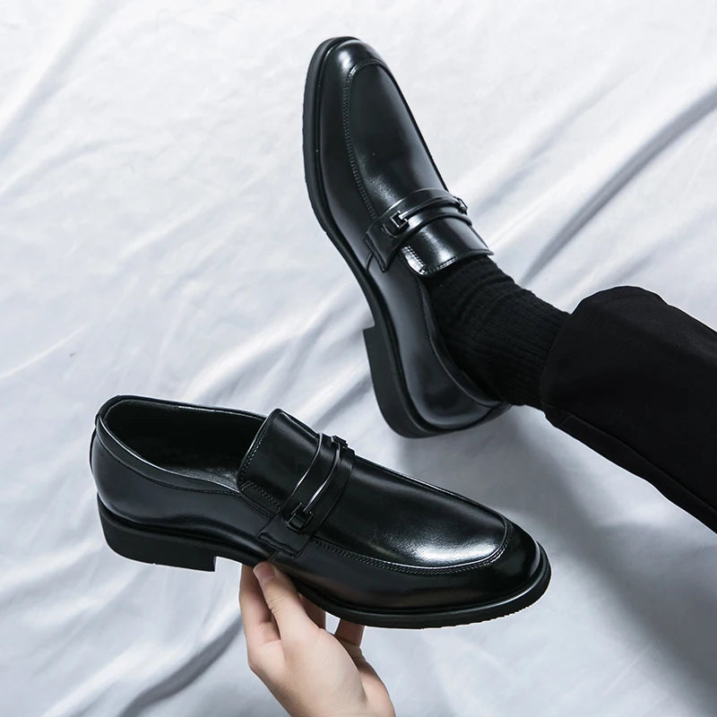 Men’s Formal Leather Loafers – Classic Slip-On Round Toe Dress Shoes