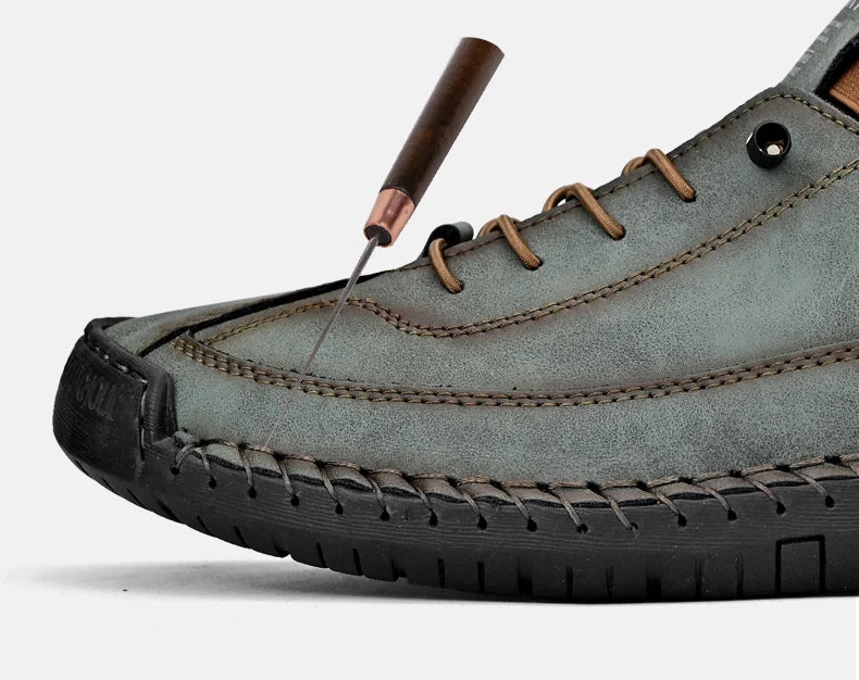 Handmade Leather Shoes for Men – Casual Slip-On Loafers, Breathable Fashion Moccasins, Comfortable Flats, Plus Sizes