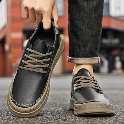 Outdoor Leather Men's Casual Shoes Fashion Breathable Slip-on man Loafers Comfortable Lazy Shoes Soft Flat Driving Walking Shoes