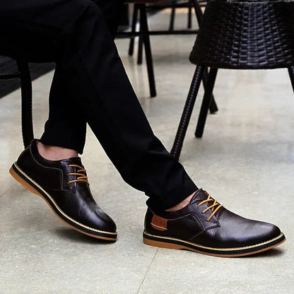 Men’s Oxford Shoes – Genuine Leather Brogue Lace-Up Dress Footwear, Italian Luxury Brand Moccasins & Loafers, Plus Size 38–48