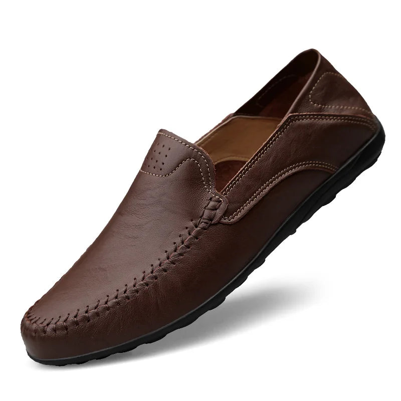 Men’s Genuine Leather Loafers – Casual Luxury Slip-On, Breathable Comfort
