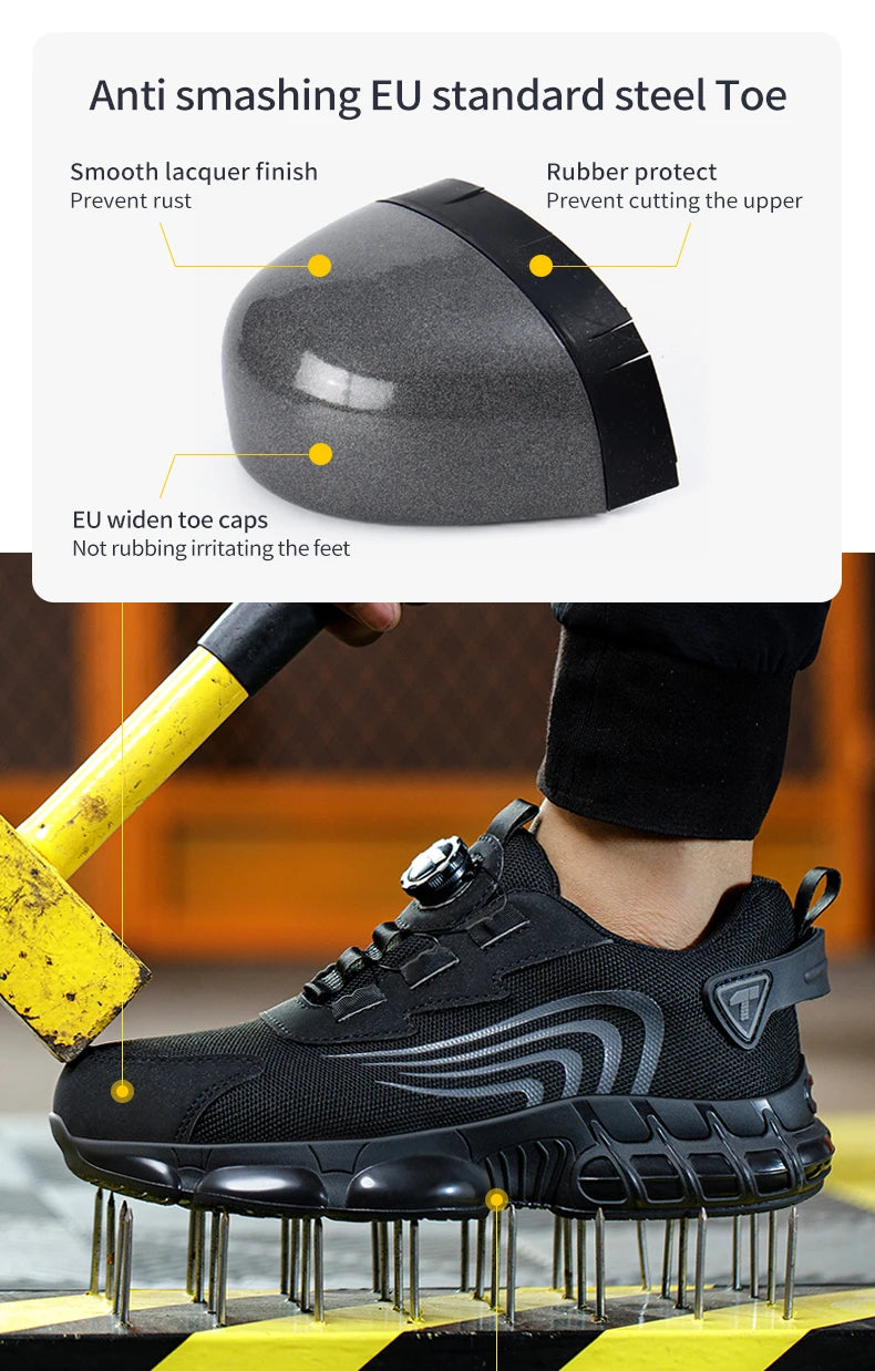 Modern Work Sneakers – Stylish Safety Shoes with Rotary Button Fit & Full Protection
