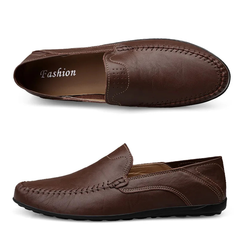 Men’s Genuine Leather Loafers – Casual Luxury Slip-On, Breathable Comfort