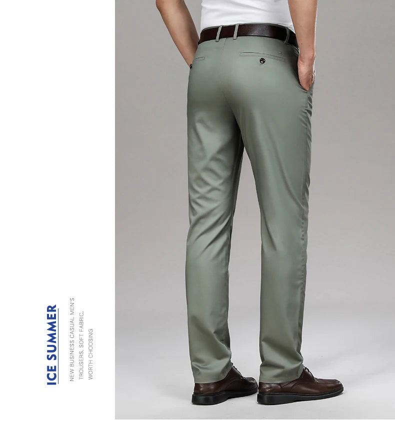 Cool & Comfortable Men’s Summer Trousers – Smart Bamboo Fiber Blend for Work or Casual