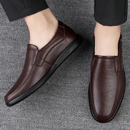 Men’s Business Casual Shoes – Handmade Layered Cowhide Leather with Durable Rubber Bottom for Office & Leisure
