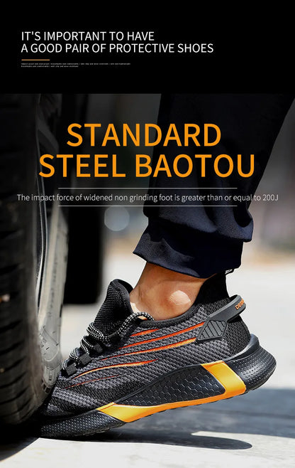 Men’s Safety Work Shoes – Anti-Puncture Indestructible Sneakers, Lightweight Protective Boots