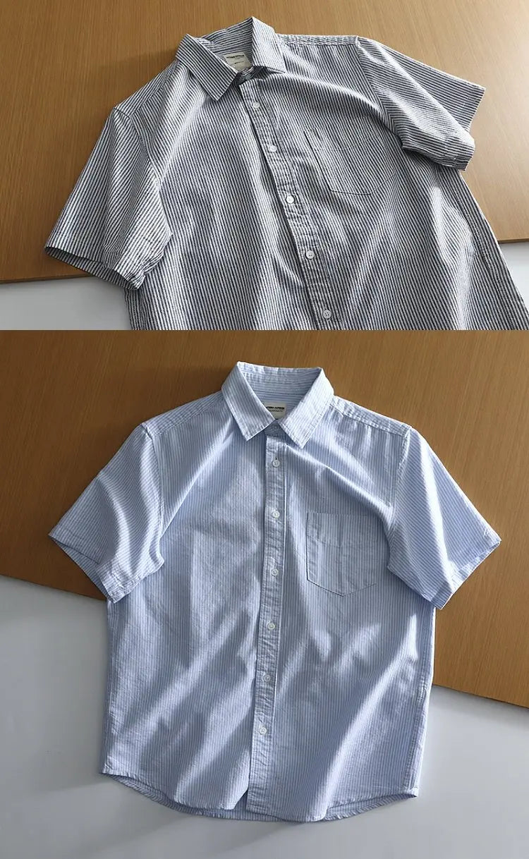 Classic Cotton Oxford Shirt – Effortless Stripes for Smart Summer Style