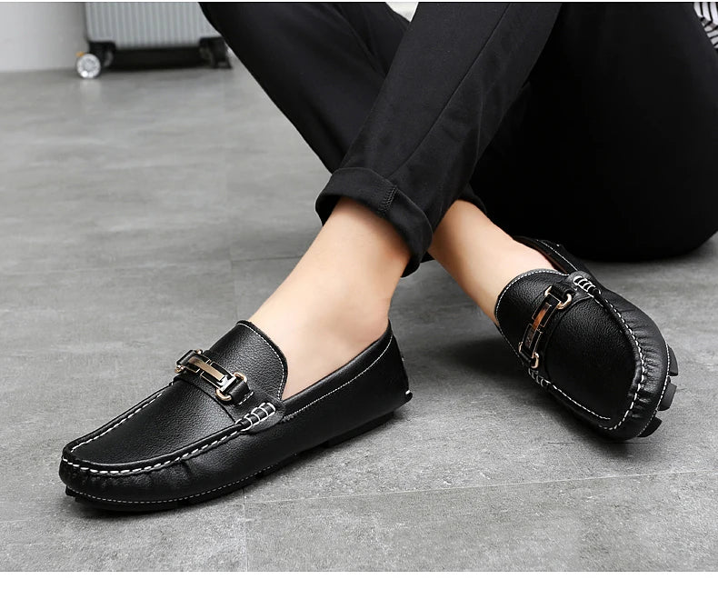 Handcrafted Leather Loafers – Effortless Comfort with Korean-Inspired Style