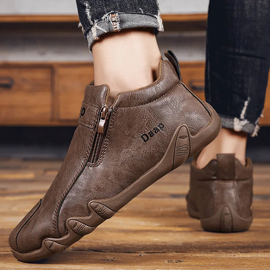 Luxury Men's Casual Shoes Designer Leather Shoes Soft Soles Comfort Sneakers Outdoor Lightweight Flats Anti Slip Walking Shoes
