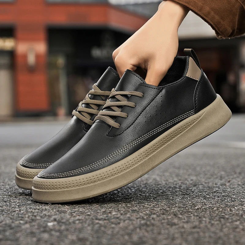 Outdoor Leather Men's Casual Shoes Fashion Breathable Slip-on man Loafers Comfortable Lazy Shoes Soft Flat Driving Walking Shoes