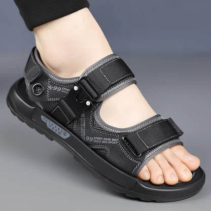 Handmade Men’s Summer Sandals – Genuine Leather Open-Toe Casual Shoes, Breathable Lightweight Outdoor Beach & Work Footwear