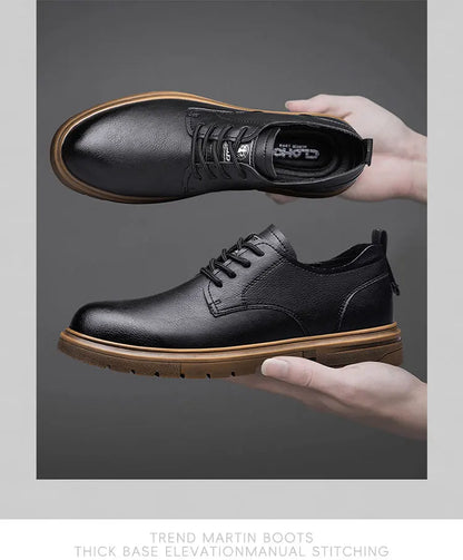 CLOHOO Men’s Handmade Leather Shoes – Classic Business Casual Lace-Up with Soft Breathable Sole