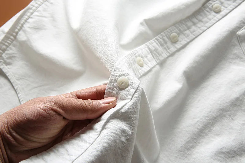 Japanese Short Sleeve Loose Fit Ox Cloth Men's Breathable Cotton