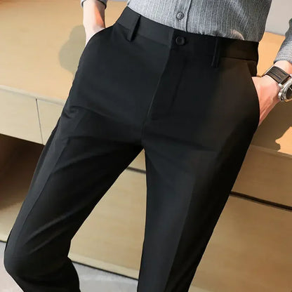 Classic Gray Cropped Suit Pants – Sharp, Wrinkle-Free Style for Modern Men