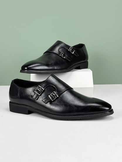 Men’s 2025 British Derby Shoes – Breathable Leather with Adjustable Buckle for Business & Weddings