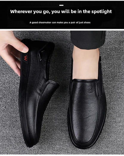 Men’s Business Casual Shoes – Handmade Layered Cowhide Leather with Durable Rubber Bottom for Office & Leisure