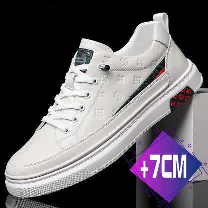 Men’s Genuine Leather Sneakers – 7cm Height Increasing, Casual Luxury