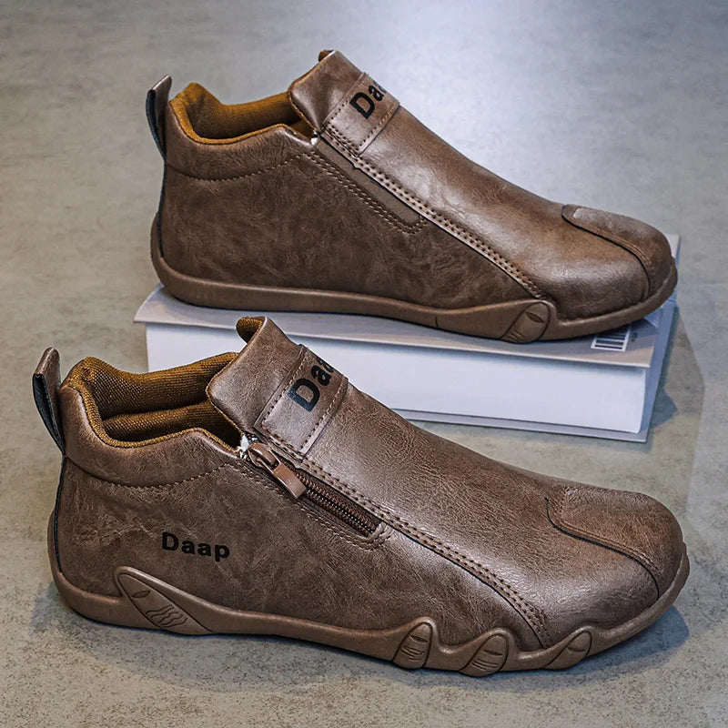 Luxury Men's Casual Shoes Designer Leather Shoes Soft Soles Comfort Sneakers Outdoor Lightweight Flats Anti Slip Walking Shoes