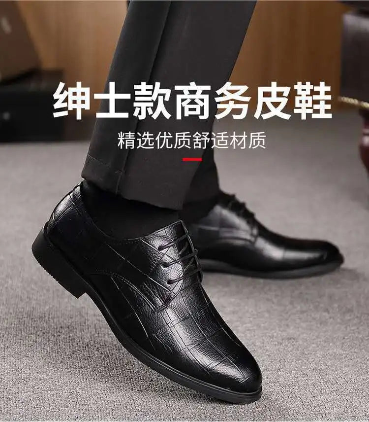 Men’s Leather Shoes – Classic Autumn Business Dress Shoes, British Style Comfort Casual Formal Wedding Footwear