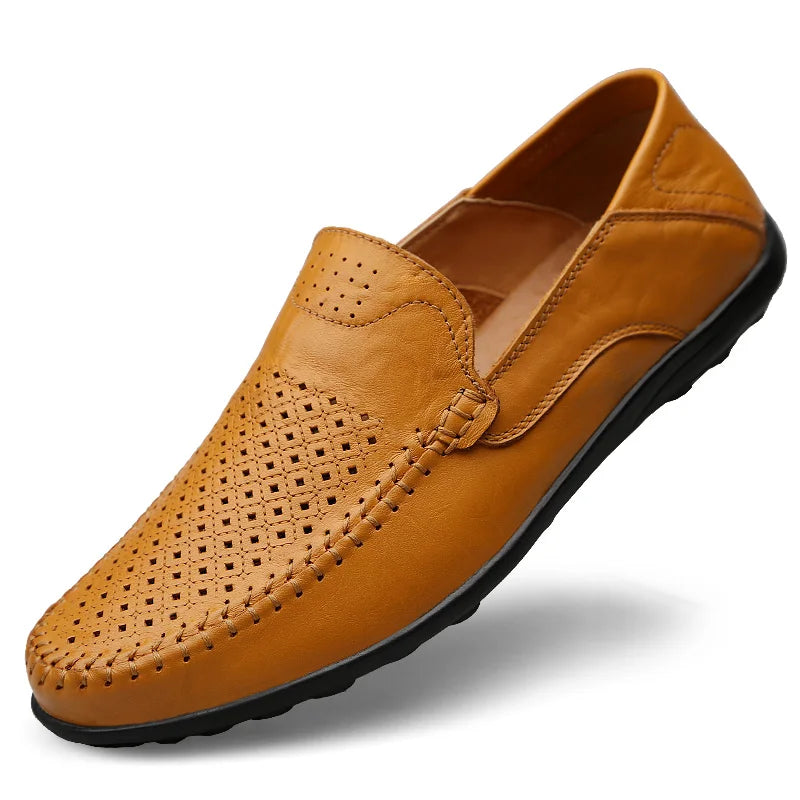 Men’s Genuine Leather Loafers – Casual Luxury Slip-On, Breathable Comfort