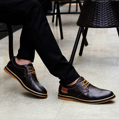 Spring/Autumn Men’s Oxford Shoes – Genuine Leather Lace-Up Formal Dress Shoes, Casual Business & Wedding Footwear, Big Sizes 38–48