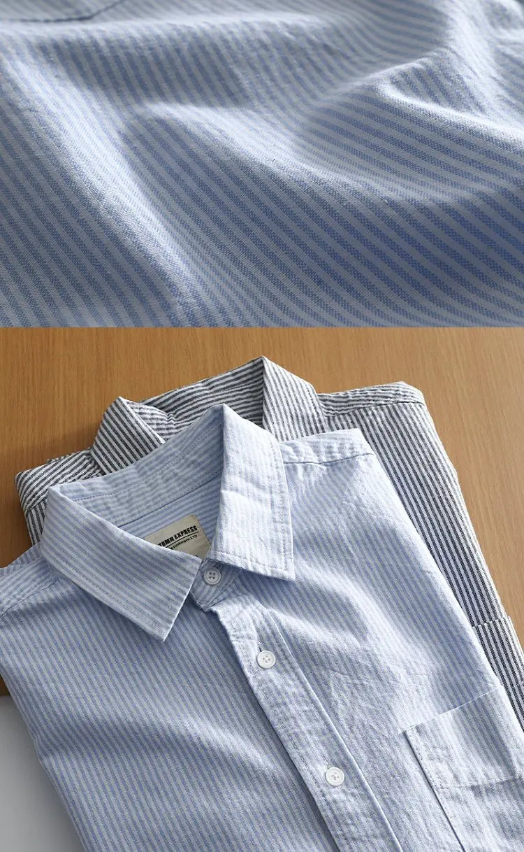 Classic Cotton Oxford Shirt – Effortless Stripes for Smart Summer Style