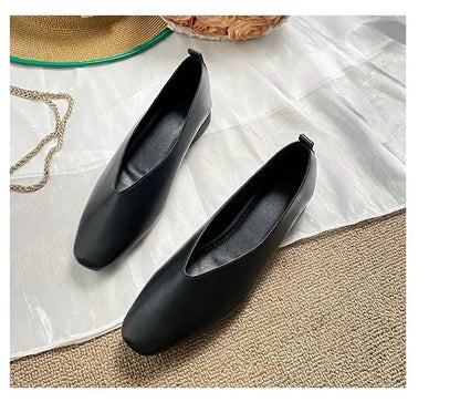 Women’s Genuine Leather Loafers – Low Heel, Round Toe, Casual Style