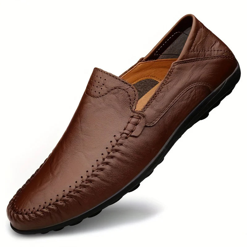 CLOHOO Men’s Business Casual Leather Shoes – Comfortable Breathable Cowhide with Durable Rubber Sole
