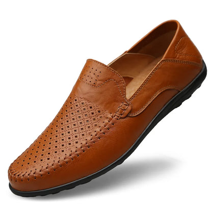 Men’s Genuine Leather Loafers – Casual Luxury Slip-On, Breathable Comfort