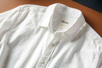 Japanese Short Sleeve Loose Fit Ox Cloth Men's Breathable Cotton