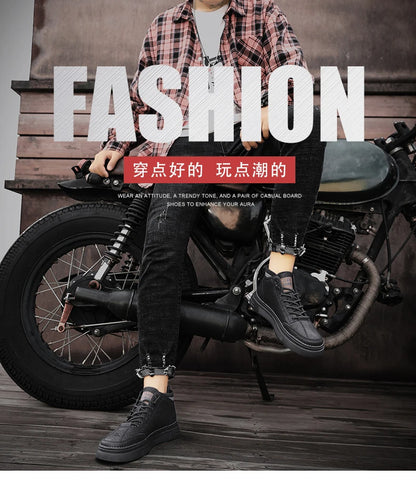 New Men’s Leather Chelsea Boots – High-Top Work & Casual Fashion Shoes, Versatile Trendy Ankle Boots