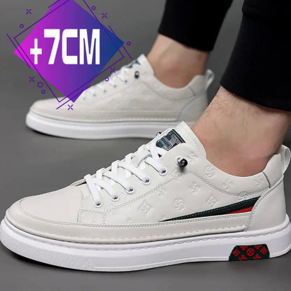 Men’s Genuine Leather Sneakers – 7cm Height Increasing, Casual Luxury
