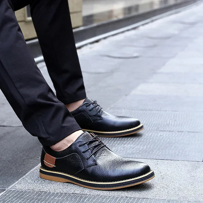 Men’s Oxford Shoes – Genuine Leather Brogue Lace-Up Dress Footwear, Italian Luxury Brand Moccasins & Loafers, Plus Size 38–48