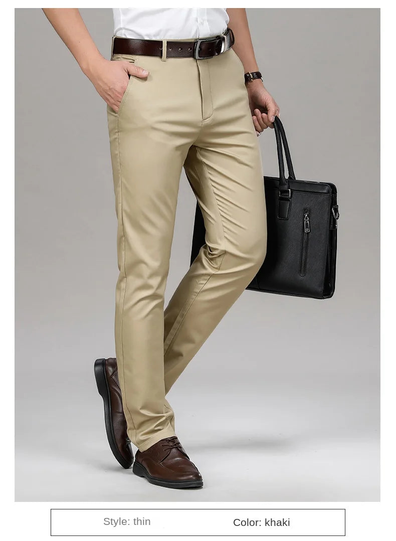 Cool & Comfortable Men’s Summer Trousers – Smart Bamboo Fiber Blend for Work or Casual
