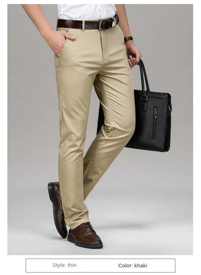 Cool & Comfortable Men’s Summer Trousers – Smart Bamboo Fiber Blend for Work or Casual