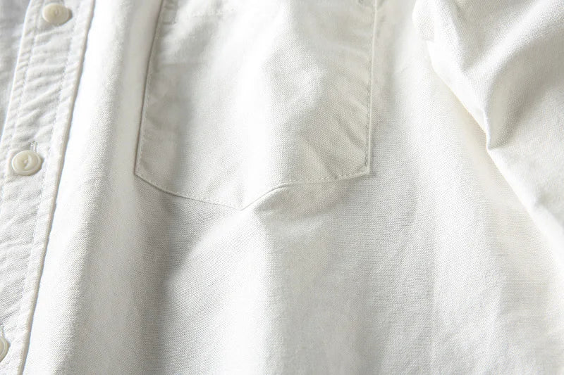 Japanese Short Sleeve Loose Fit Ox Cloth Men's Breathable Cotton