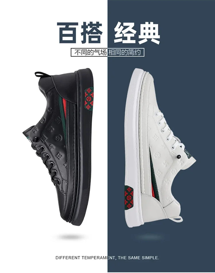 Men’s Genuine Leather Sneakers – 7cm Height Increasing, Casual Luxury
