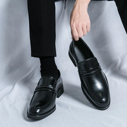 Men’s Formal Leather Loafers – Classic Slip-On Round Toe Dress Shoes