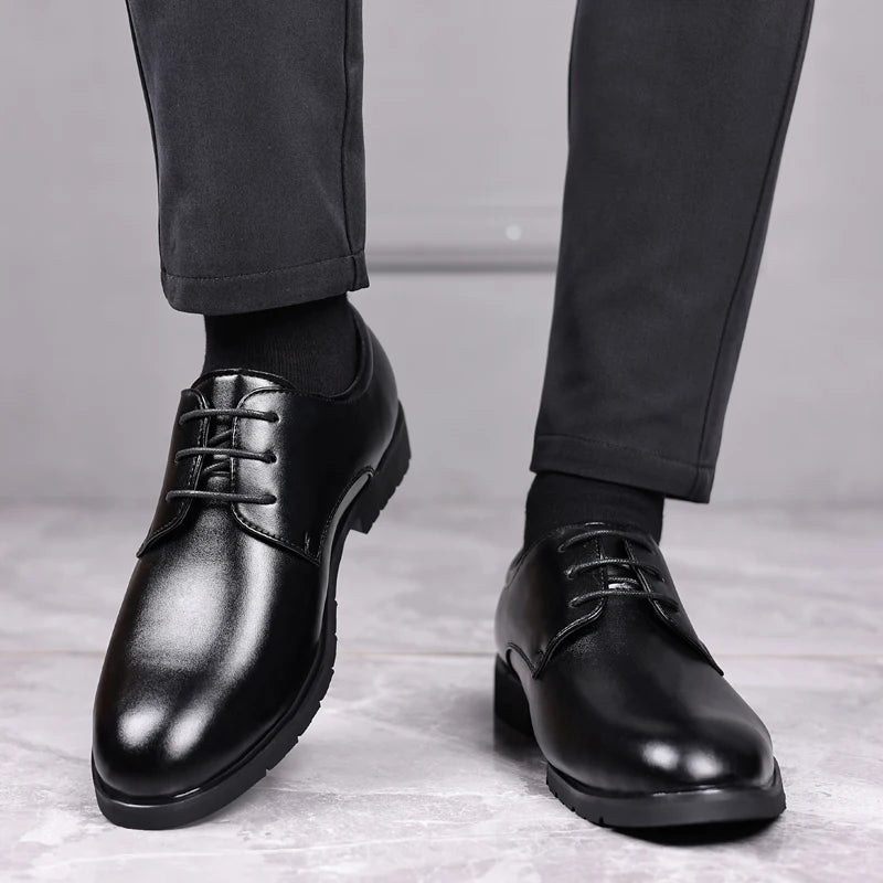 Men’s Formal Leather Dress Shoes – Italian Luxury Lace-Up with Breathable Non-Slip Sole