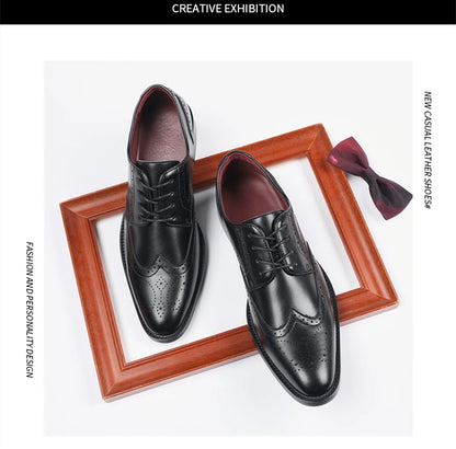 High Quality Height Increase Oxford Dress Shoes Men Genuine Cow Leather Suit Shoes Lift Brogues Wedding Formal Elevator Shoes